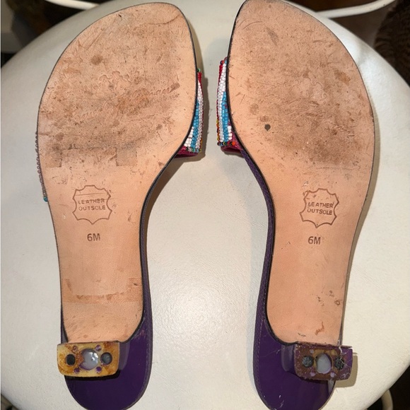 Beverly Feldman Purple Beaded Sandals - Picture 4 of 4